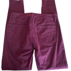 American Eagle Jegging Super Skinny Jeans Burgundy Maroon Size 6  Pants